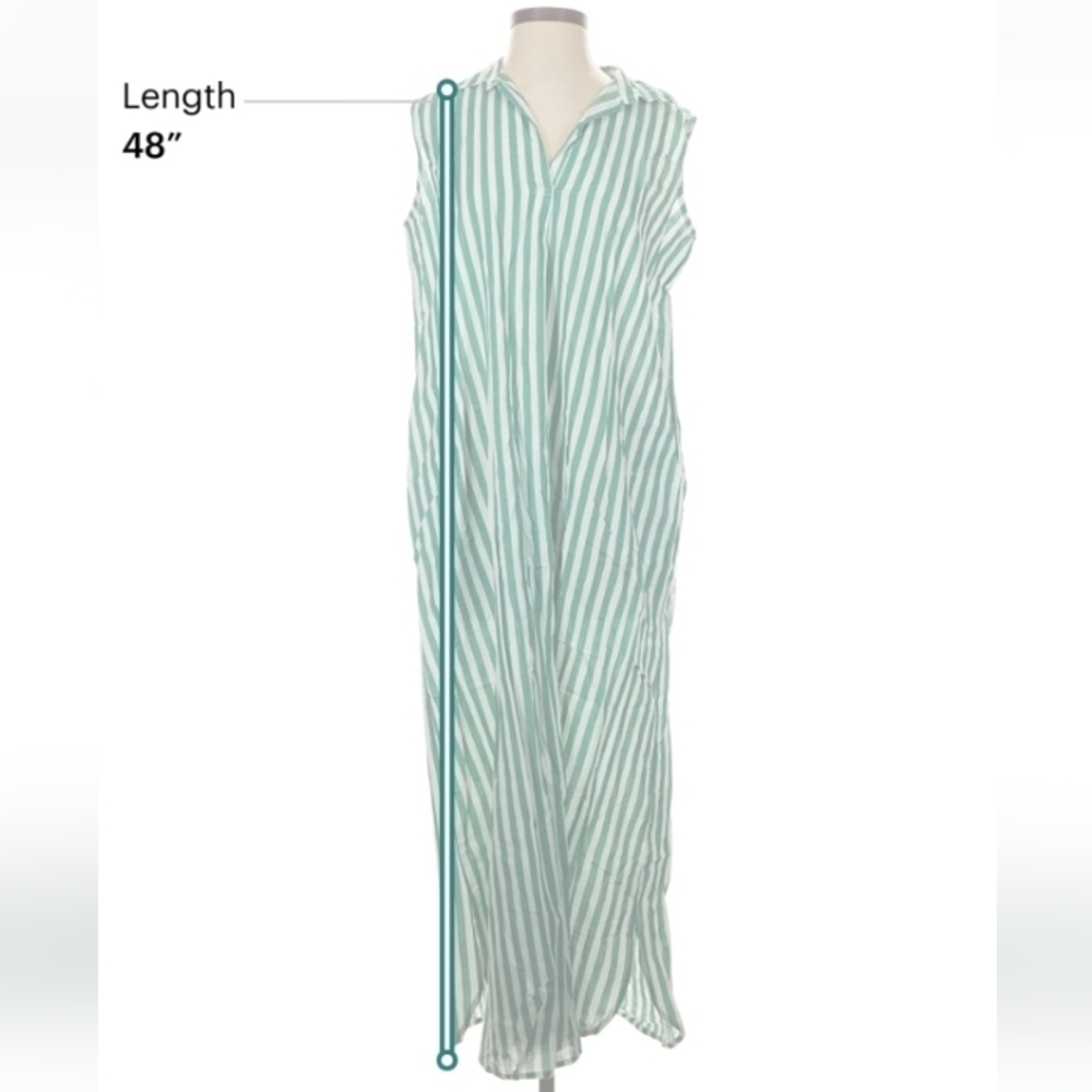 TEMBO Menorca Green Stripe Maxi Dress S/M NWT - Picture 8 of 8